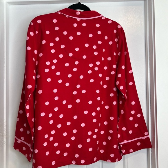Kate Spade 3 Piece Flannel Red & Pink Polka Dot Pajama Set. Size Large. NWT. - Picture 4 of 14